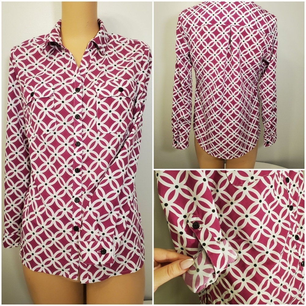 👚Host Pick👚 NY Collection Petite Magenta Design Button Down
